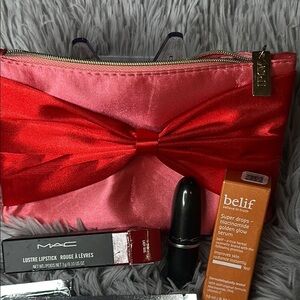 MAC LADY BUG Lustre Lipstick + Belif SUPER DROPS Vit C + Ipsy Bag + 2 Lip Masks